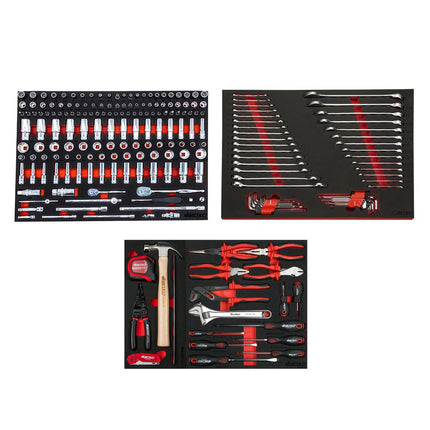 BoxoUSA Pro Series | Loaded 45" 19-Drawer Rolling Tool Box | Black and Red 45TBM-BK-R1