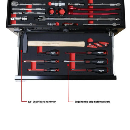 BoxoUSA MotoBox | Ricky Carmichael 3-Drawer Portable Tool Box with 103-Piece Metric Motorcycle Tool Set MOTOBX1-BK-RC2