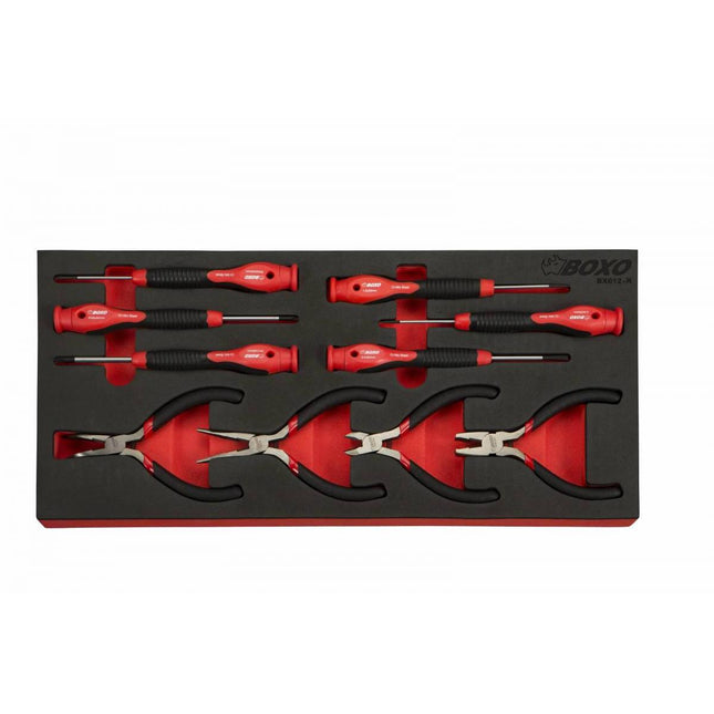 BoxoUSA-10-Piece Precision Screwdriver & Mini Plier Set | 1/3rd EVA Foam-BX012-R