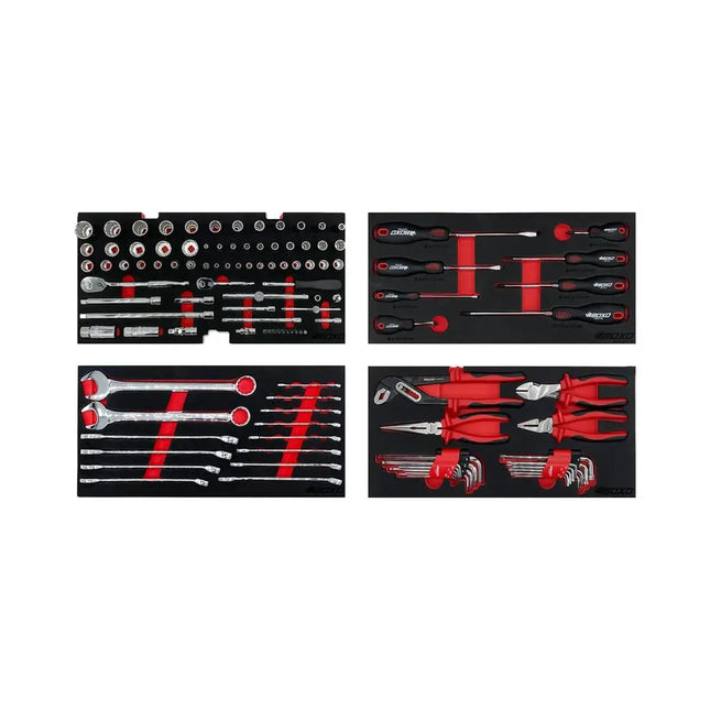 BoxoUSA 117-Piece SAE Tool Set for 3-Drawer Hand Carry Box BXE002-R2