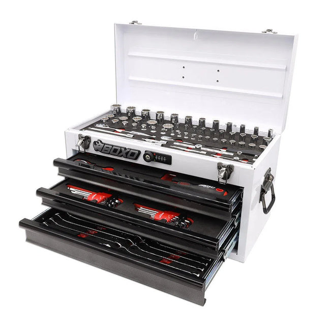 BoxoUSA 117-Piece SAE 3-Drawer Hand Carry Tool Box ECC20301-002R2