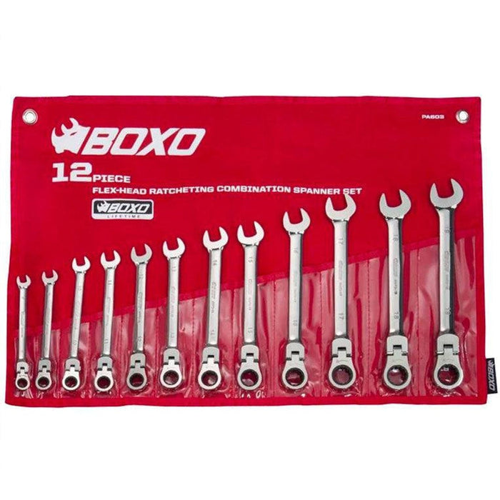 BoxoUSA-12 PC Flex-Head Ratcheting Wrench Set, Roll Up-[product_sku]