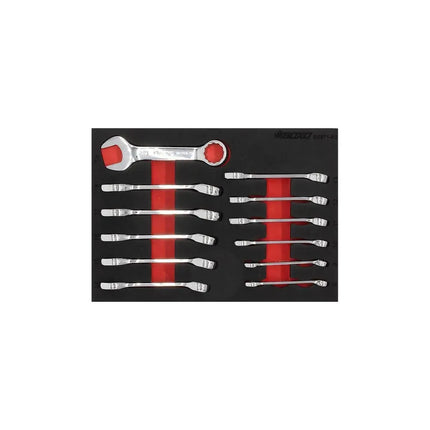 BoxoUSA 12-Piece Metric Stubby Combination Spanner Set | 2/9 Drawer EVA Foam BX871-R2
