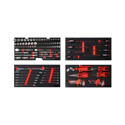 BoxoUSA 133-Piece, 6 and 12-Point, Metric Tool Set for 3-Drawer Hand Carry Box BXE001A-R2