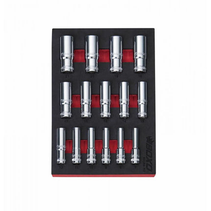 BoxoUSA 15-Piece 3/8" Drive Metric Deep 6-Point Chrome Socket Set | 2/9th EVA Foam BX269-R2