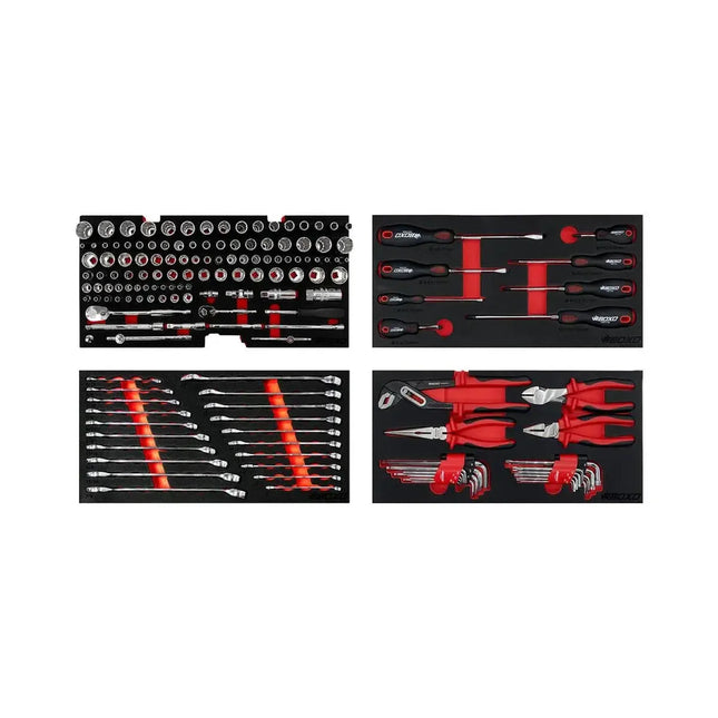 BoxoUSA 159-Piece, 6 and 12-Point, Metric and SAE Combo Tool Set for 3-Drawer Hand Carry Box BXE003A-R2