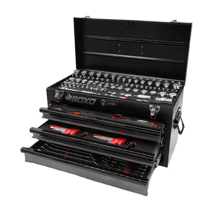 BoxoUSA-159-Piece Metric and SAE Combo 3-Drawer Hand Carry Tool Box-ECC20301-003R2SBK1