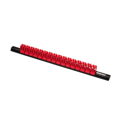 BoxoUSA 16-Slot Magnetic Spanner Rack with Alloy Rail and Red Clips B-SPANRACK