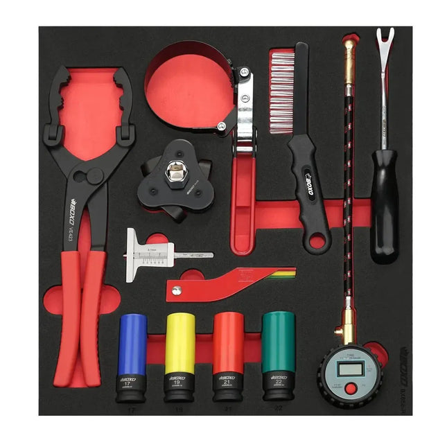 BoxoUSA 19-Piece Automotive Quick Service Tool Set | 2/3 Drawer EVA Foam BX858-R