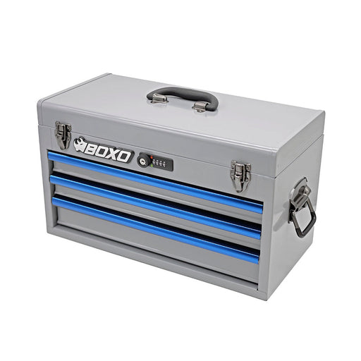 BoxoUSA-20" 3-Drawer Portable Steel Tool Box | Nardo Grey and Blue-[product_sku]