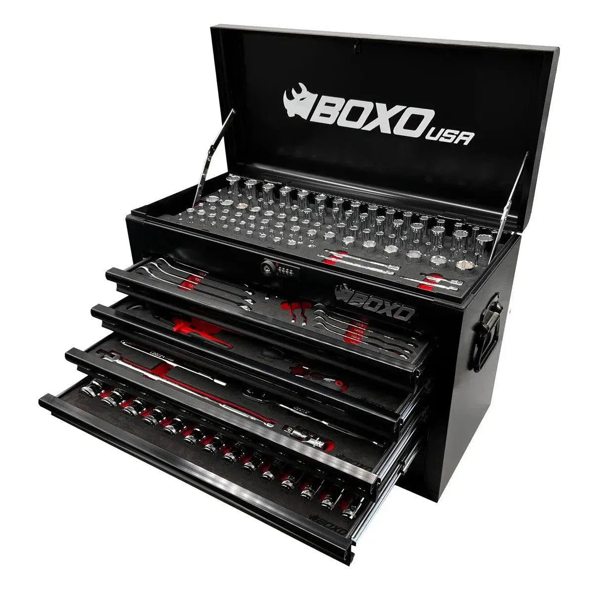 238-Piece Metric and SAE Combo 5-Drawer Hand Carry Tool Box – BoxoUSA 238-Piece Metric and SAE Combo 5-Drawer Hand Carry Tool Box – BoxoUSA