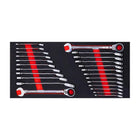 BoxoUSA 24-Piece Metric & SAE Reversible Ratcheting Wrench Set | 1/3 Drawer EVA Foam BX946-R2