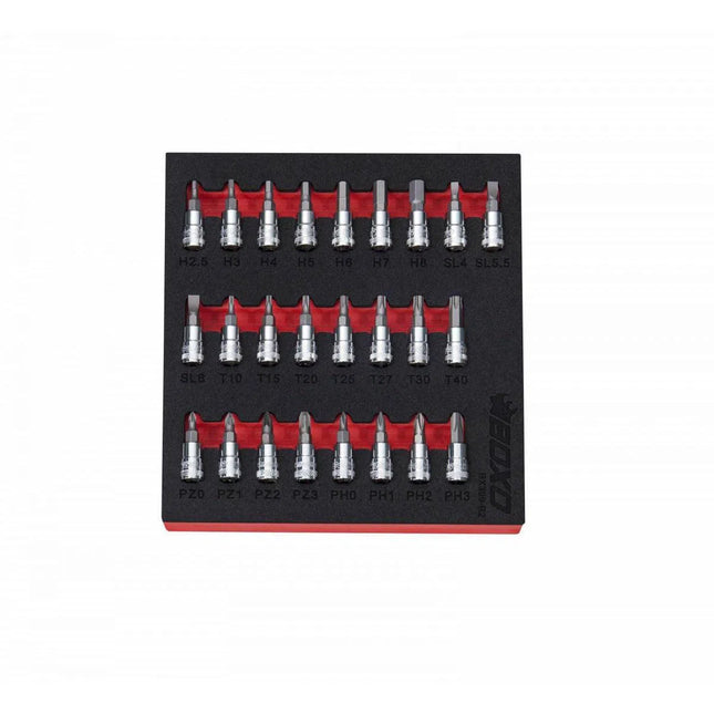 BoxoUSA 25-Piece 1/4" Drive Master Screwdriver Bit Socket Set | 1/6th EVA Foam BX309-R2