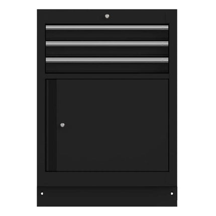 BoxoUSA 26" 3-Drawer Cabinet with Front Door, Aluminum Handle, Dark Grey MST261031DG2