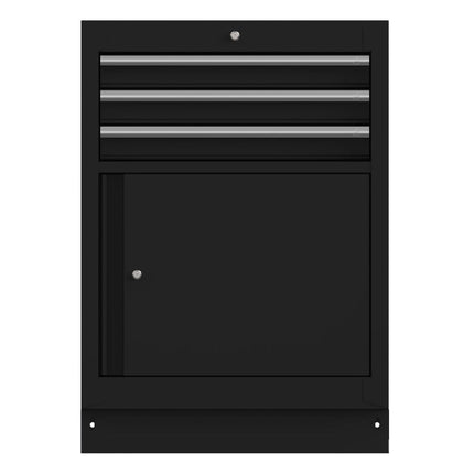 BoxoUSA-26" 3-Drawer Cabinet with Front Door, Aluminum Handle, Dark Grey-[product_sku]