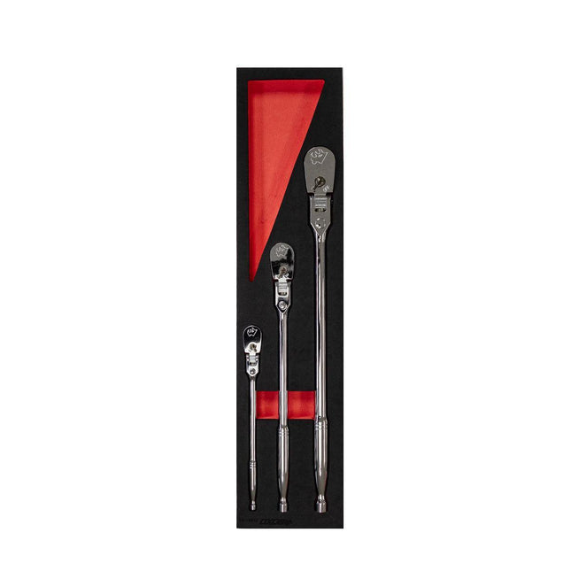 BoxoUSA 3-Piece 90T Flexible Head Ratchet Set | 1/2 Drawer EVA Foam BX851-R2