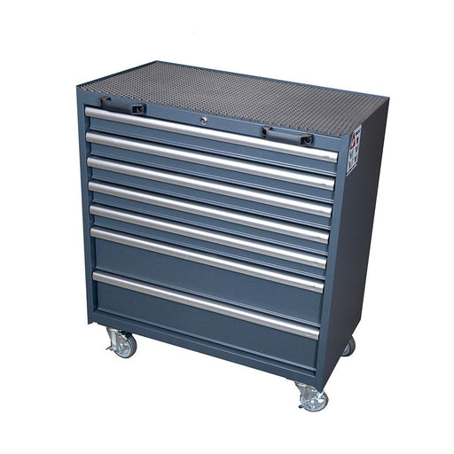 BoxoUSA-34" 7-Drawer Roller Cabinet with Aluminum Handle Dark Grey-[product_sku]