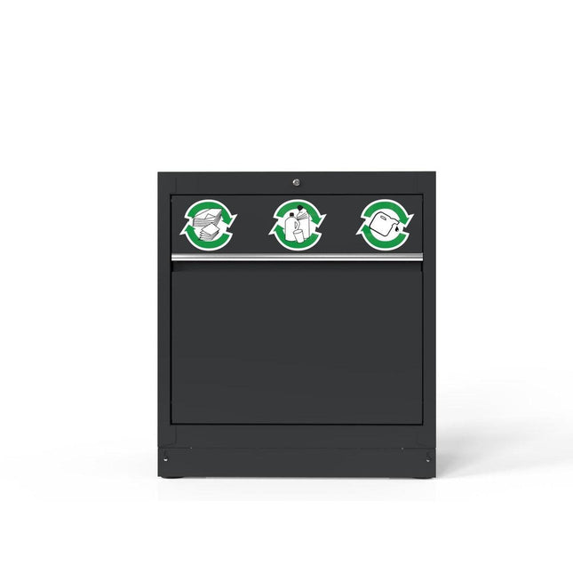 BoxoUSA-34" Recycle Bin Cabinet with Aluminum Handle, Dark Grey-[product_sku]