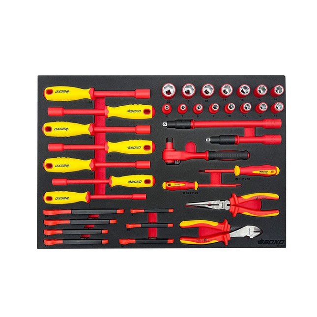 BoxoUSA 36-Piece Insulated Electrical Tool Set | 3/3 Drawer EVA Foam BXI025