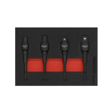 BoxoUSA 4-Piece 1/4" Hex Impact Adapter & Bit Holder Set | 1/9 Drawer EVA Foam BX856-R