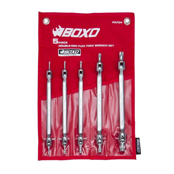 BoxoUSA-5-Piece Double Ended Flex Torx Wrench Set, Roll Up-[product_sku]