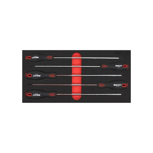 BoxoUSA 5-Piece Long Reach Torx Screwdriver Set | 1/3 Drawer EVA Foam BX757-R