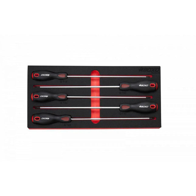 BoxoUSA 5-Piece Long Reach Torx Screwdriver Set | 1/3rd EVA Foam BX439-R