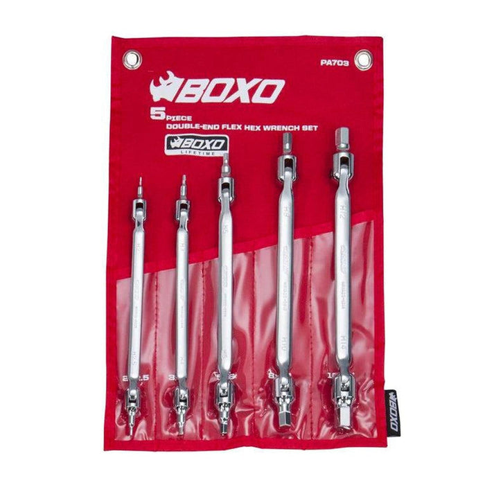 BoxoUSA-5-Piece Metric Double Ended Flex Hex Wrench Set, Roll Up-[product_sku]
