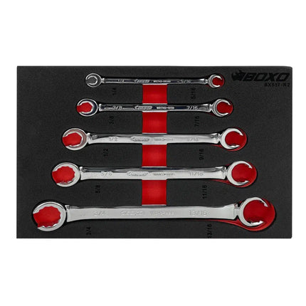 BoxoUSA 5-Piece SAE 12-Point Flare Nut Wrench Set | 2/9th EVA Foam BX517-R2