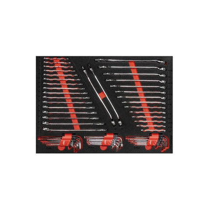 BoxoUSA 59-Piece Metric & SAE Combination Wrench and Key Set | 3/3 Drawer EVA Foam BX247A-R2