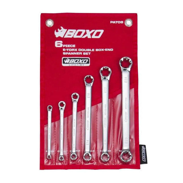 BoxoUSA 6 Piece E-Torx Double Box-End Wrench Set, Roll Up PA708