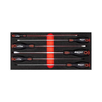 BoxoUSA 6-Piece Long Reach Screwdriver Set | 1/3 Drawer EVA Foam BX763-R
