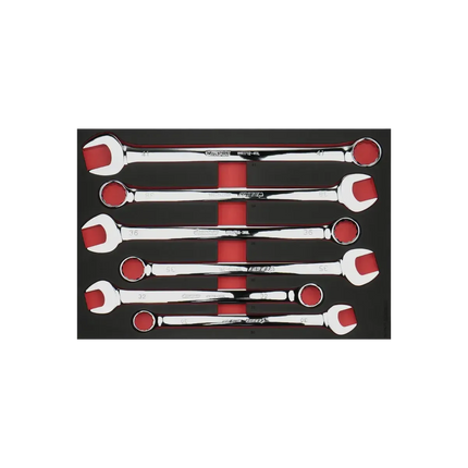 BoxoUSA 6-Piece Metric Extra Long Combination Wrench Set | 3/3 Drawer EVA Foam BX932-R2