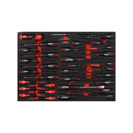 BoxoUSA 64-Piece Master Screwdriver & Bit Set | 3/3 Drawer EVA Foam BX635-R