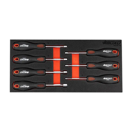 BoxoUSA 7-Piece Metric Nut Driver Set with Hollow Shaft | 1/3rd EVA Foam BX518-R2