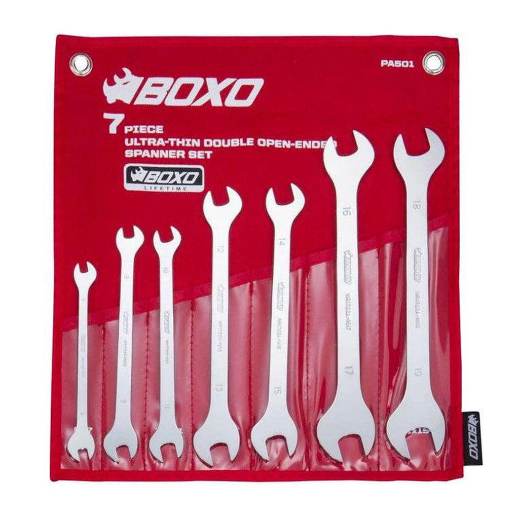 7-Piece Metric Ultra Thin Double Open-Ended Wrench Set, Roll Up
