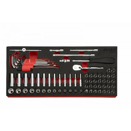 BoxoUSA 72-Piece 1/4" Drive Metric 6-Point Socket Set | 1/3rd EVA Foam BX495A-R2