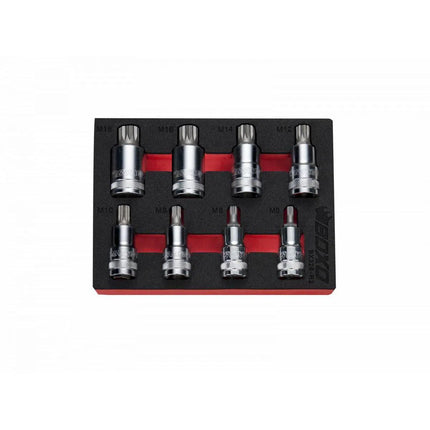 BoxoUSA 8-Piece 1/2" Drive Standard Length Spline Bit Socket Set | 1/9th EVA Foam BX328-R2