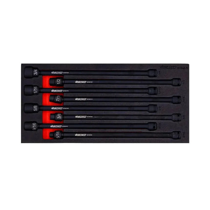 BoxoUSA 8-Piece 3/8" Drive SAE Universal Impact Extension Socket Set | 1/3 Drawer EVA Foam BX948-R