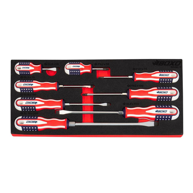 BoxoUSA-8-Piece American Flag Handle Screwdriver Set | 1/3rd EVA Foam-[product_sku]