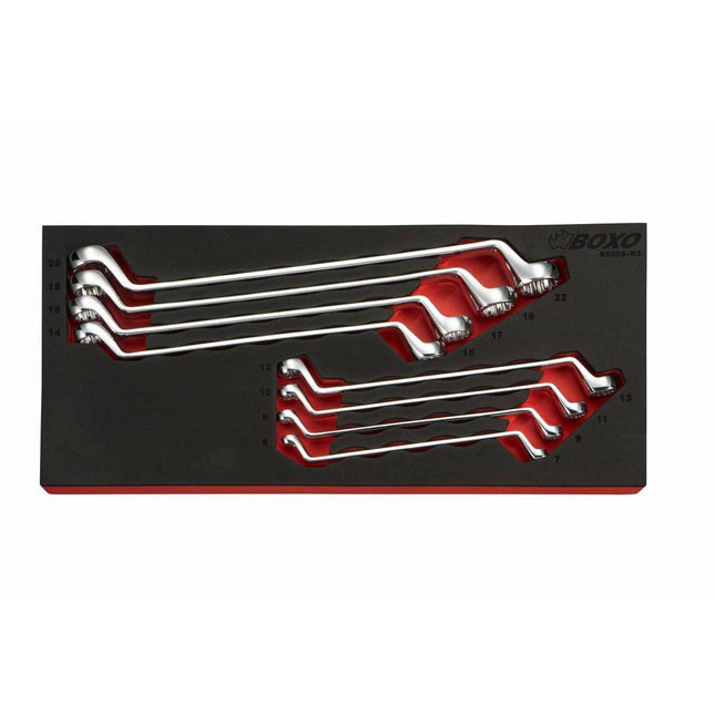 BoxoUSA-8-Piece Metric 75° Offset Double Box End Wrench Set | 1/3rd EVA Foam-BX008-R2