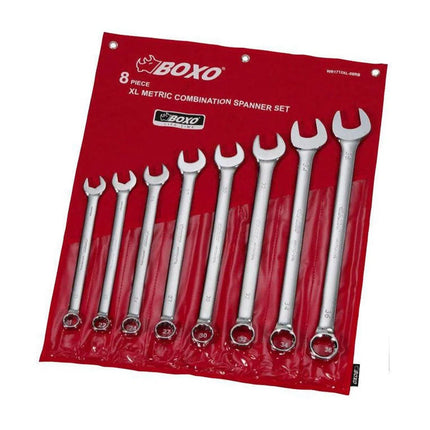 BoxoUSA 8-Piece Metric XL Combination Wrench Set, Roll Up WR1712XL-08RB