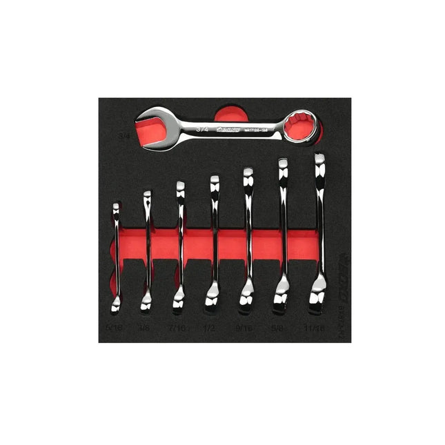 BoxoUSA 8-Piece SAE Stubby Combination Spanner Set | 1/6 Drawer EVA Foam BX872-R2