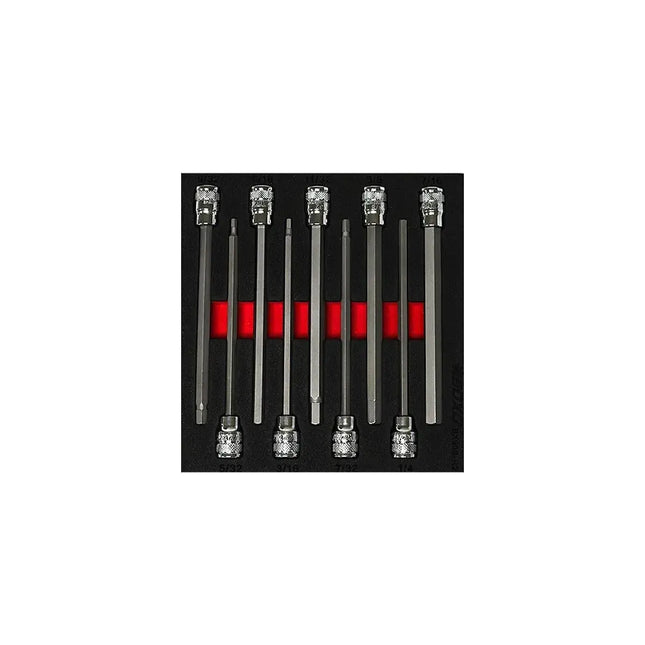 BoxoUSA 9-Piece 3/8" Drive Extra Long SAE Hex Bit Socket Set BX909-R2