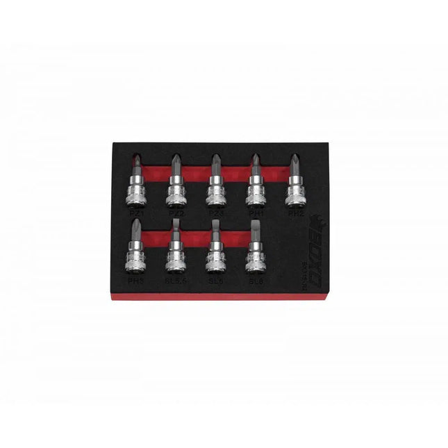 BoxoUSA 9-Piece 3/8" Drive Screwdriver Bit Socket Set | 1/9th EVA Foam BX315-R2