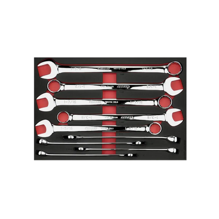 BoxoUSA 9-Piece SAE Extra Long Combination Wrench Set | 3/3 Drawer EVA Foam BX933-R2