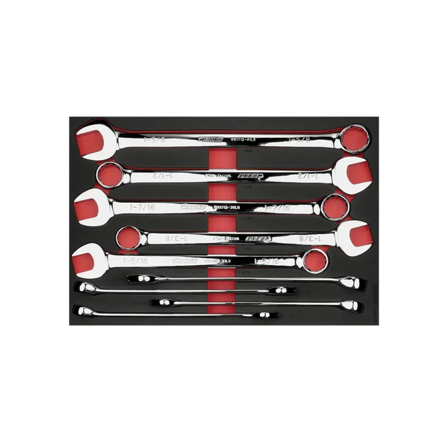 BoxoUSA 9-Piece SAE Extra Long Combination Wrench Set | 3/3 Drawer EVA Foam BX933-R2