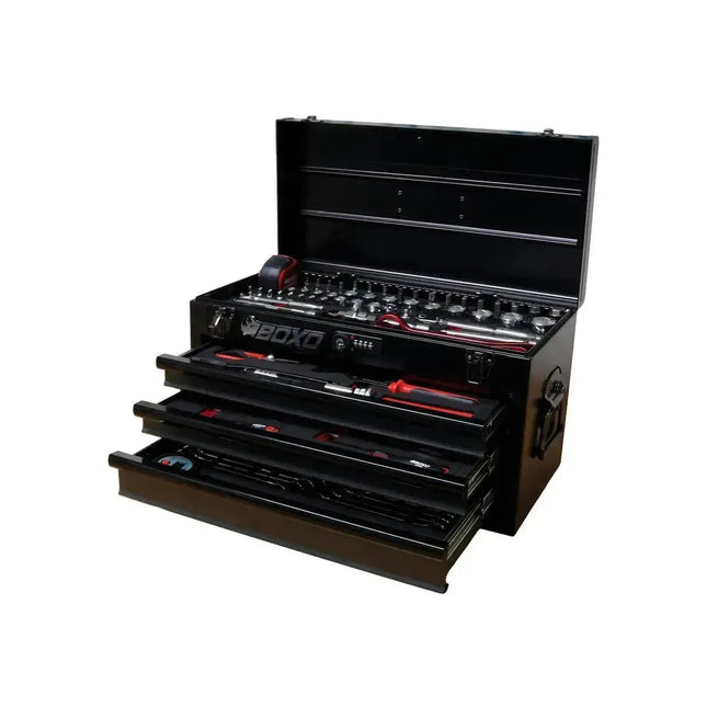 BoxoUSA MotoBox | 103-Piece Metric Motorcycle 3-Drawer Hand Carry Tool Box MOTOBX1-BK