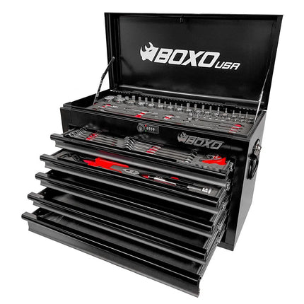 BoxoUSA MotoBox | 103-Piece Metric Motorcycle Tool Set with 5-Drawer Hand Carry Tool Box MOTOBX5-BK