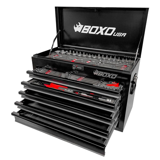 BoxoUSA-MotoBox | 26" 5-Drawer Portable Tool Box with 103-Piece Metric tool Set | Black-[product_sku]